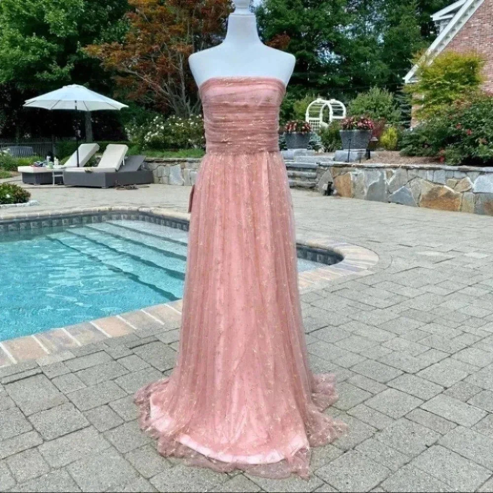 NWT BHLDN Joanna August Brenda Star Formal Maxi Dress Pink Gold 12